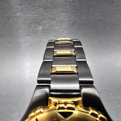 Elgin Dive Watch Men 40mm White Dial Black & Gold Tone Daydate Round New Battery4