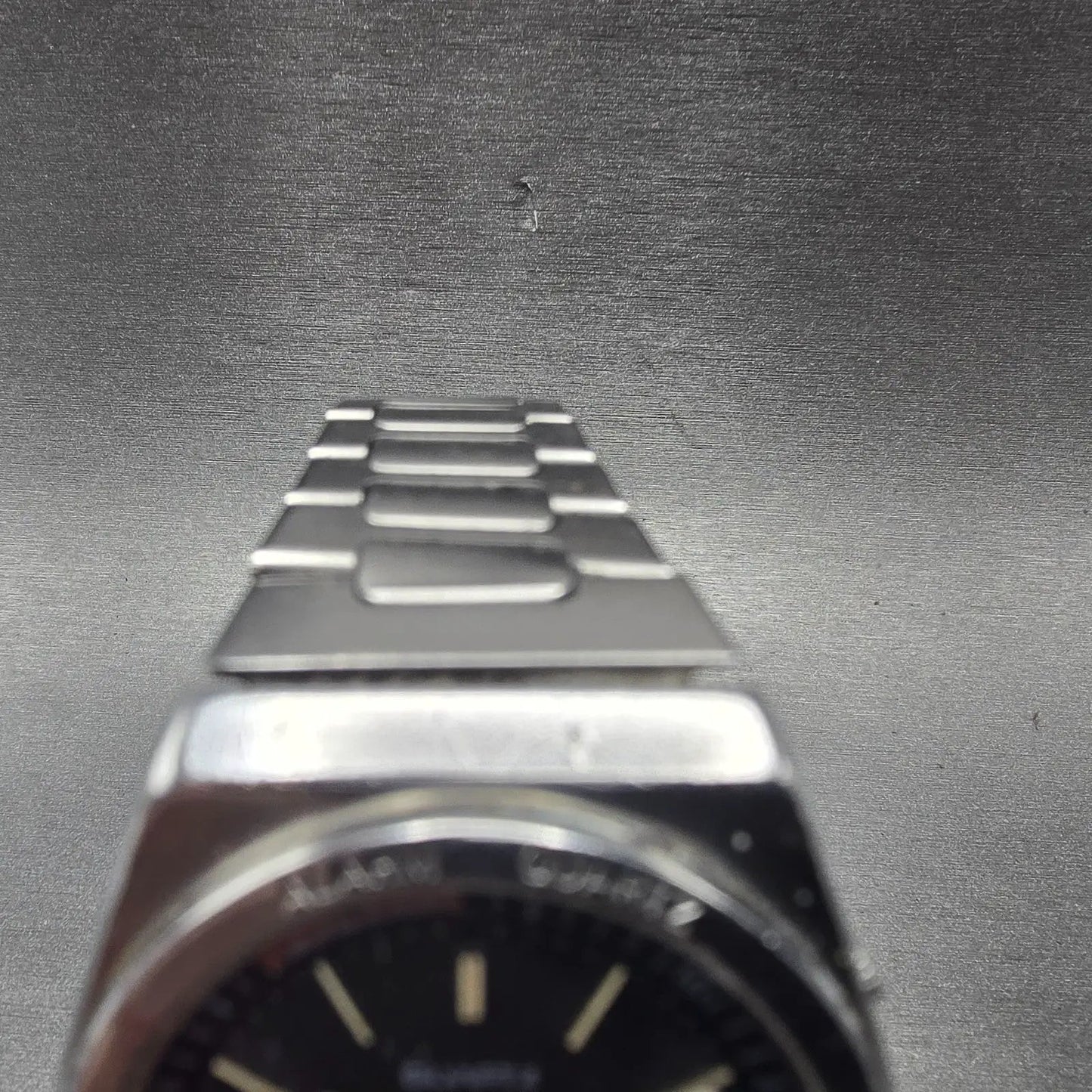 Seiko SQ Alarm Watch Men 36mm Black Dial Silver Tone Daydate 7223-6019 New BattL4