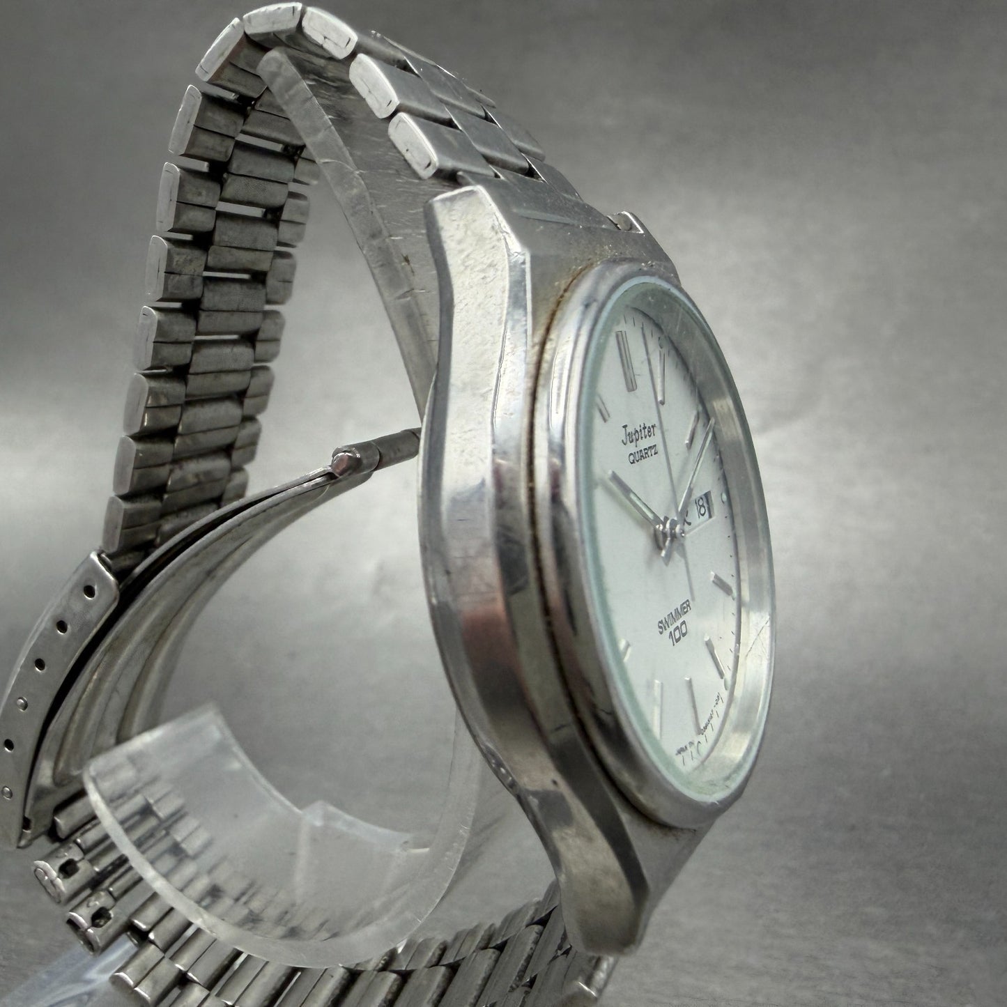 Orient Jupiter Swimmer Watch Men 35mm White Dial Silver Daydate  D39312-71 PARTS4
