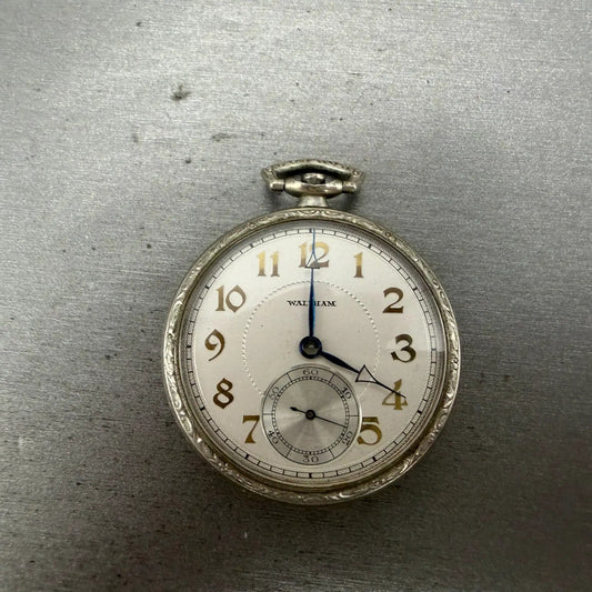 Waltham Pokect Watch White Dial Silver Tone Grade 210 Round Manual Wind PARTS0