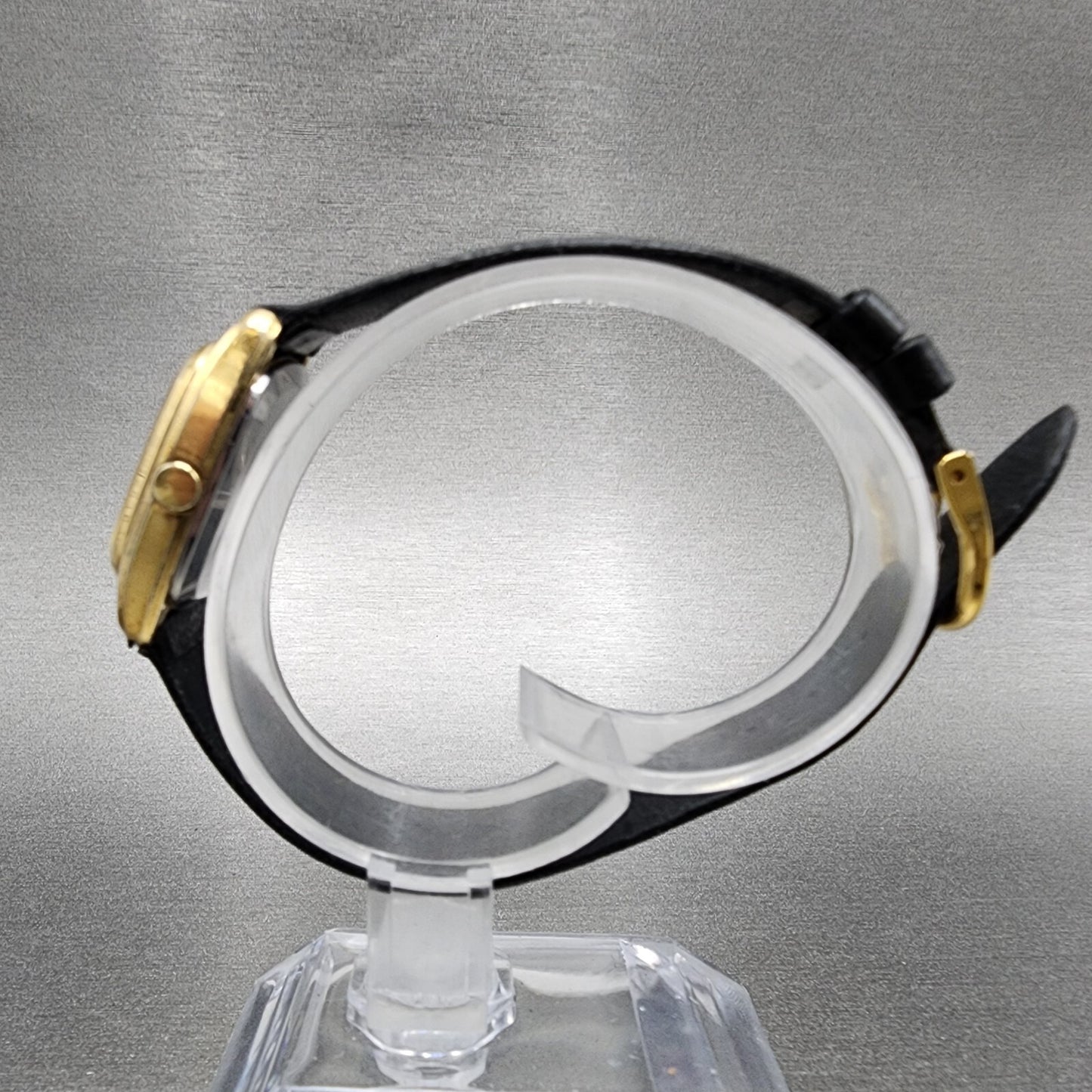VTG Seiko SQ Watch Women 22mm Gold Dial Gold Tone Date Rectangle 85225049 Runs7