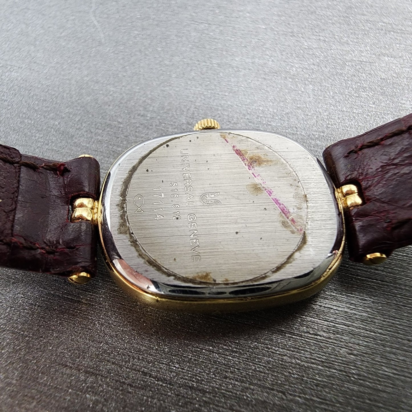 Universal Geneve Watch Women 20mm Gold Dial Gold Tone Oval 516.612 PARTS10