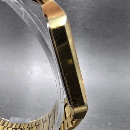 Seiko Tank Watch Men 26mm Champagne Dial Gold 5Y31-5000 Rectangle New Battery3