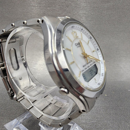 Casio Lineage LCWM200 Watch Men 38mm White Dial Steel Analog Digital Solar Runs3