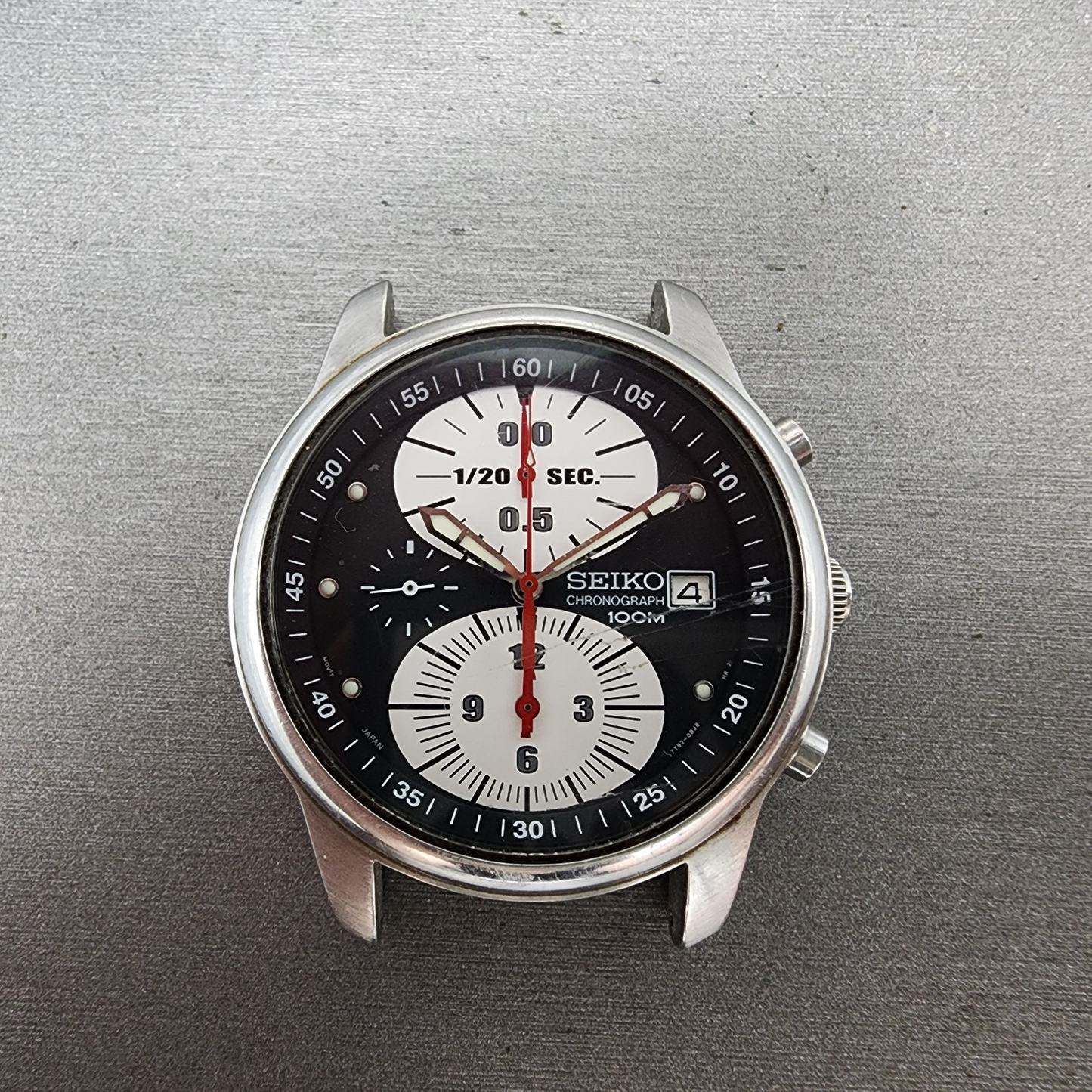 Seiko Chronograph Watch Men 37mm Black Dial Silver Tone Date 7t920bm0 New Batt0