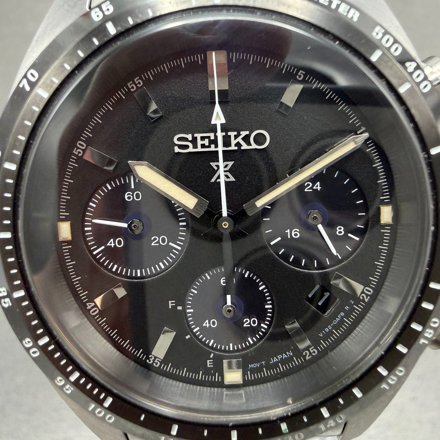Seiko Prospex Chronograph Watch Men 39mm Black Dial Silver Tone Date Solar Runs1