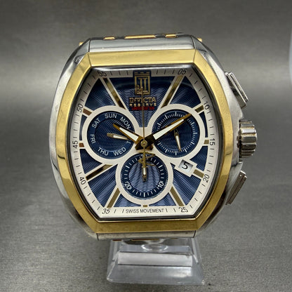 Invicta Jason Taylor Chrono Watch Men 50mm Blue Dial Two Tone Date Daydate 374460
