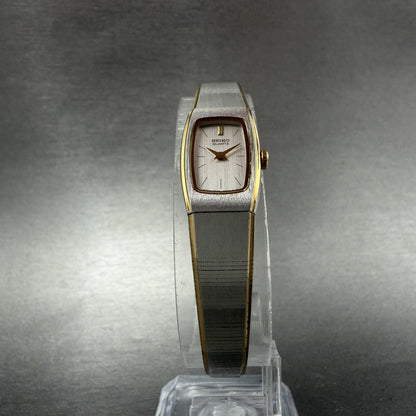 Seiko Tank Watch Women 13mm Silver Dial two Tone Rectangle 2e20-5139 New Battery5