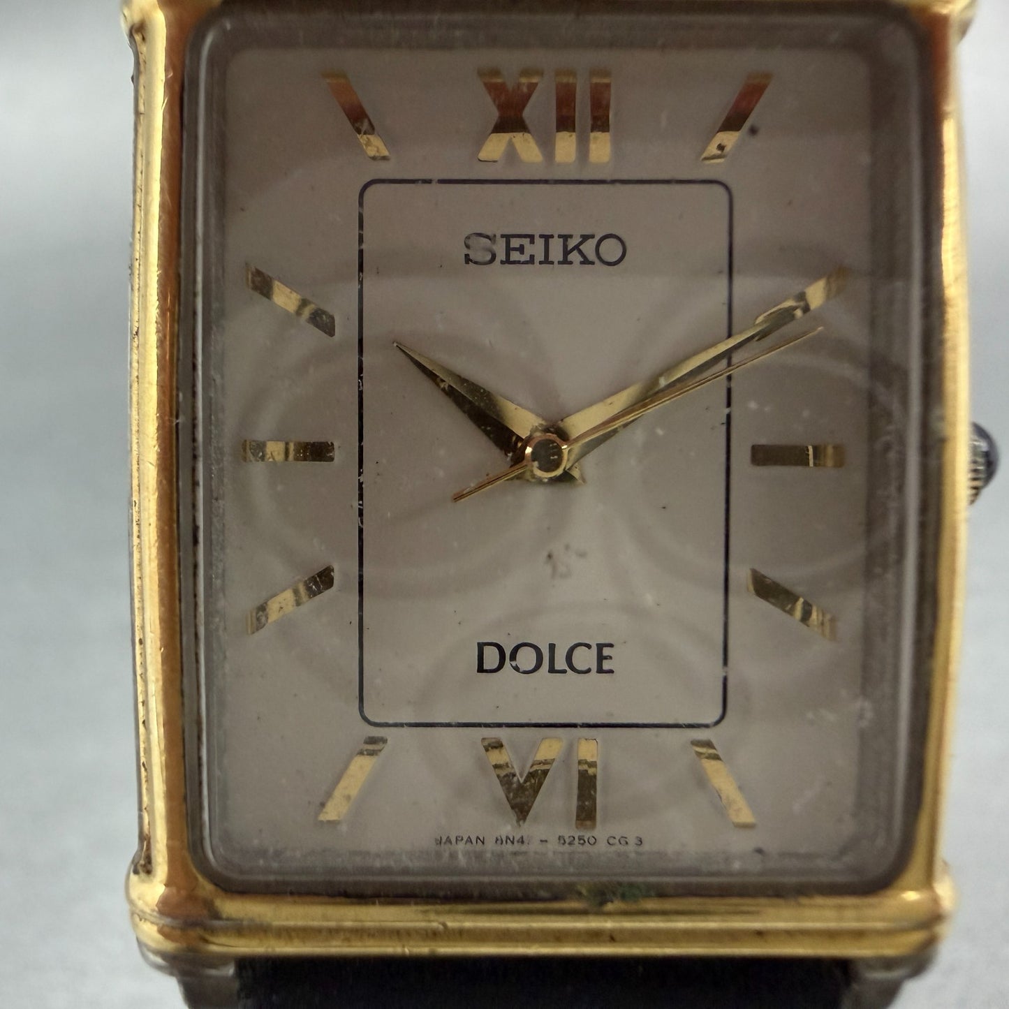 Seiko Dolce Tank Watch Men 25mm White Dial Gold Tone 8N41-5190 New Battery VTG1