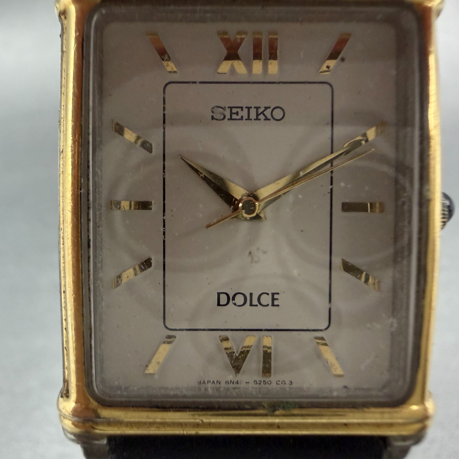 Seiko Dolce Tank Watch Men 25mm White Dial Gold Tone 8N41-5190 New Battery VTG1