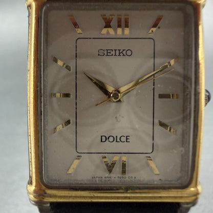 Seiko Dolce Tank Watch Men 25mm White Dial Gold Tone 8N41-5190 New Battery VTG1