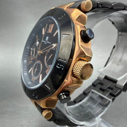 Salvatore Marra Watch Men 43mm Black Dial Rose Gold Daydate Round New Battery2