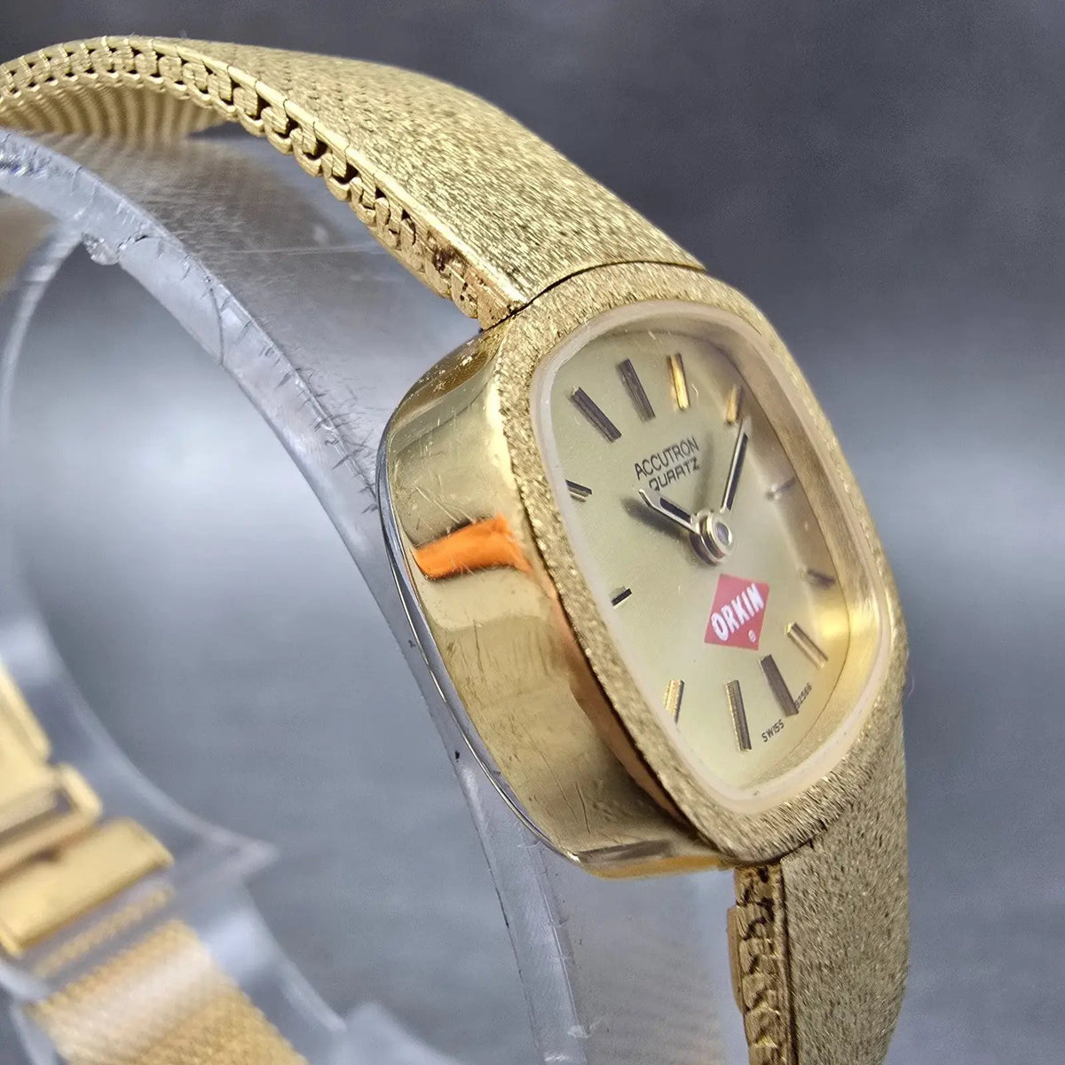 Bulova Accutron Watch Women 20mm Champagne Dial Gold Tone Rectangle P9 PARTS4