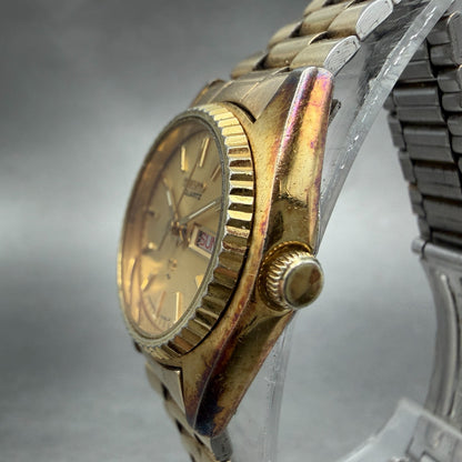 Seiko SQ Watch Women 25mm Champagne Dial Gold Tone Daydate 2626-0159 New Batt JH2
