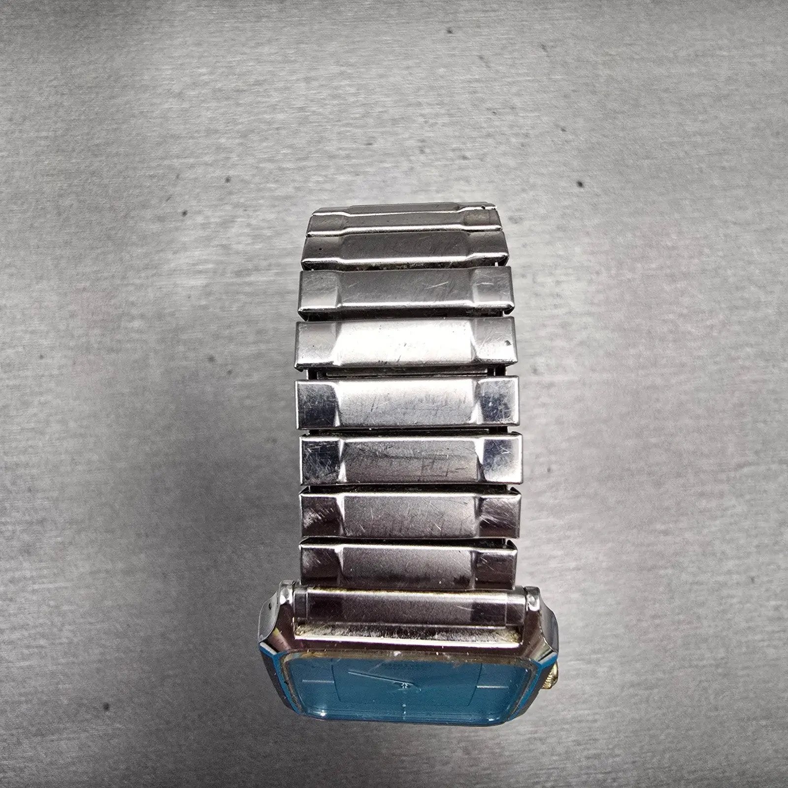 Seiko Watch Men 25mm Silver Dial Silver Tone Rectangle 6530-5510 New Battery VTG4