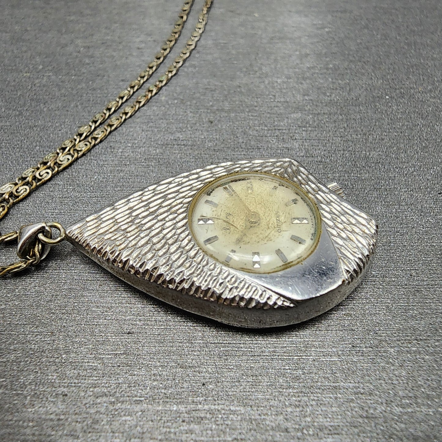 Citizen Ivory Pendent Watch Women White Dial Silver Tone Asymmetrical Manual Run4