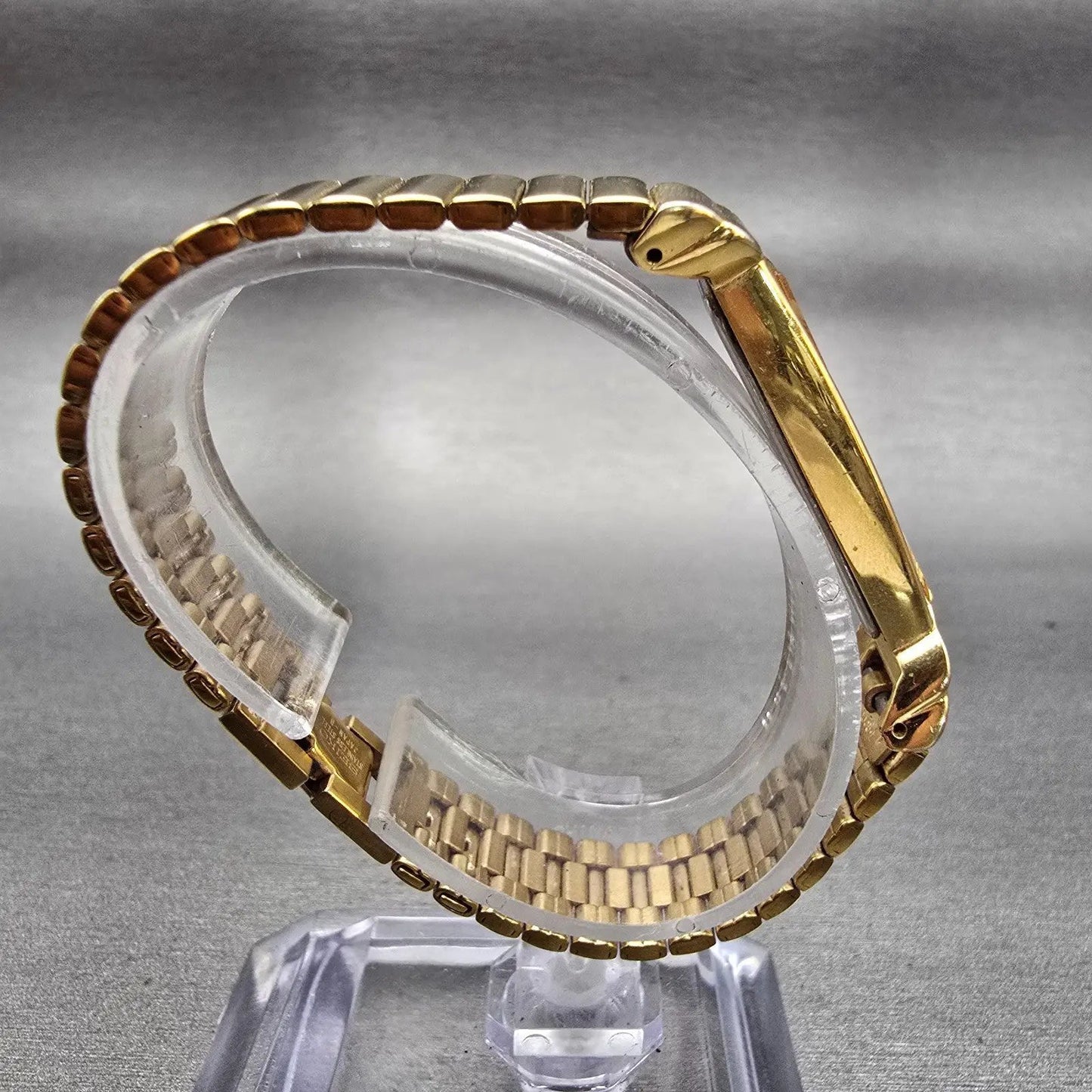 Seiko Halfmoon Watch Women 14mm Gold Dial Gold Tone Asymmetrical New Battery NEW8