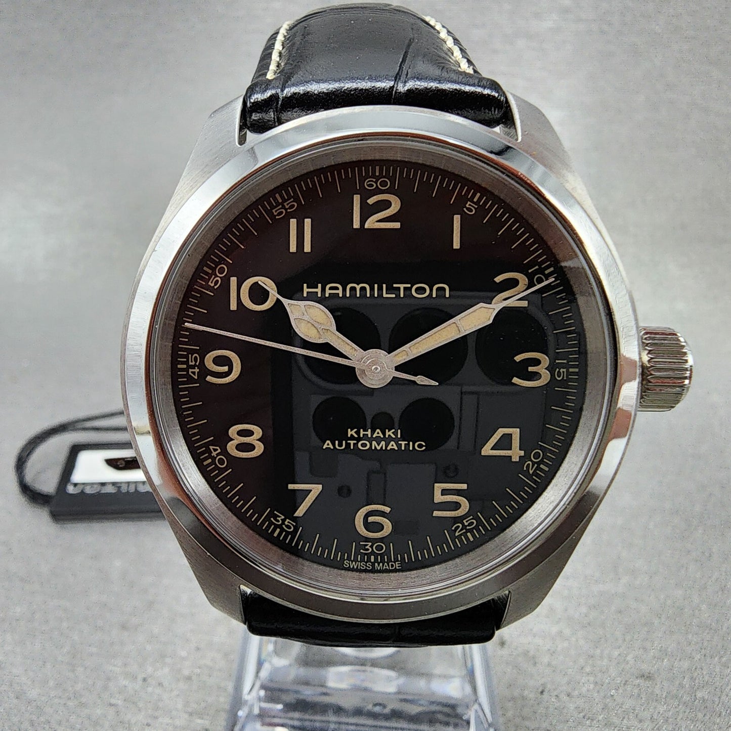 Hamilton Khaki Field Murph Watch Men 38mm Black Dial Steel Automatic H704057301