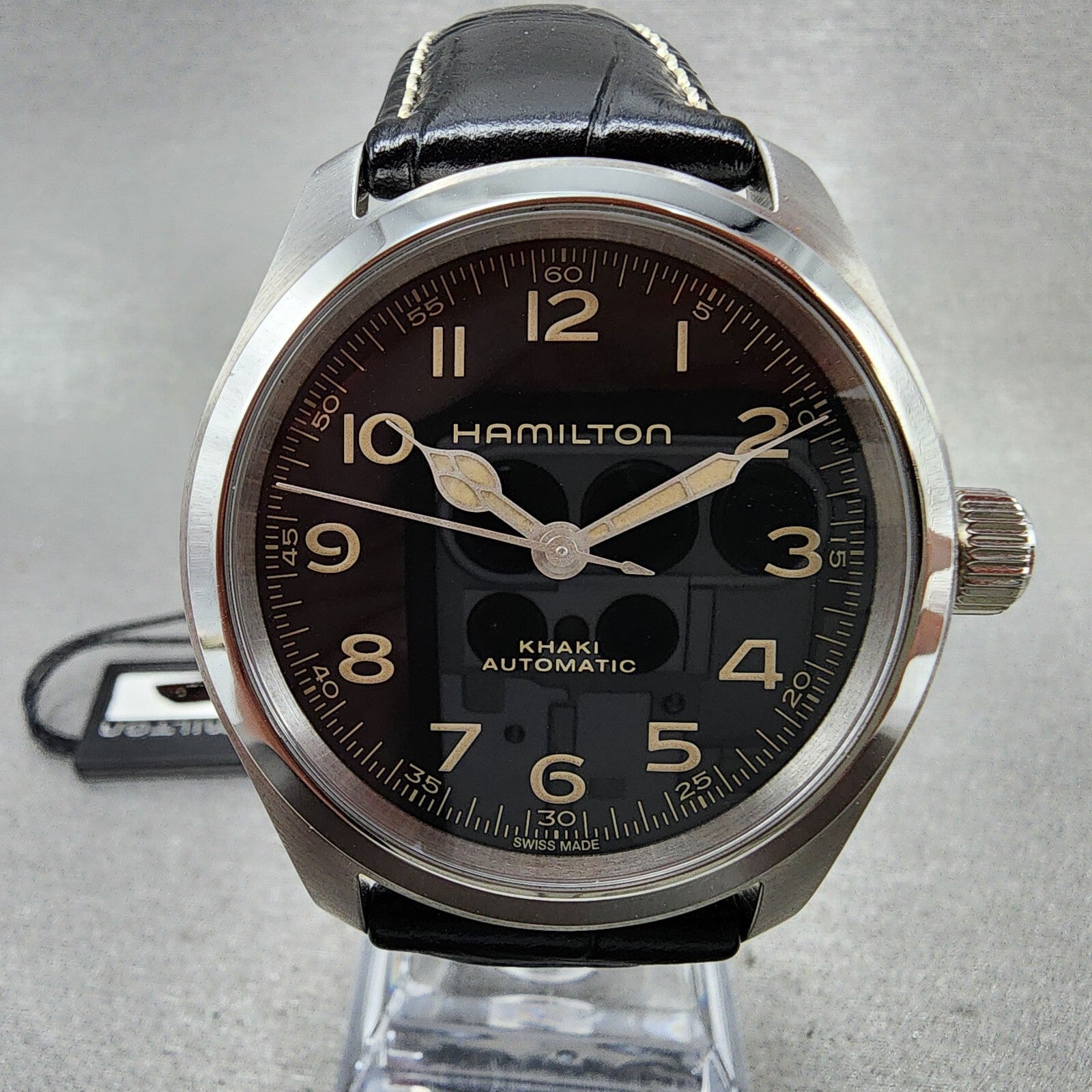 Hamilton Khaki Field Murph Watch Men 38mm Black Dial Steel Automatic H704057301