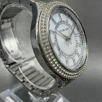 Michael Kors Kerry Watch Women 37mm MOP Dial Silver Tone Crystal Accent New Batt3