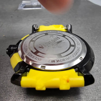 Invicta Chronograph Watch Men 55mm Yellow Dial Black Tone Date 5535 New Battery8