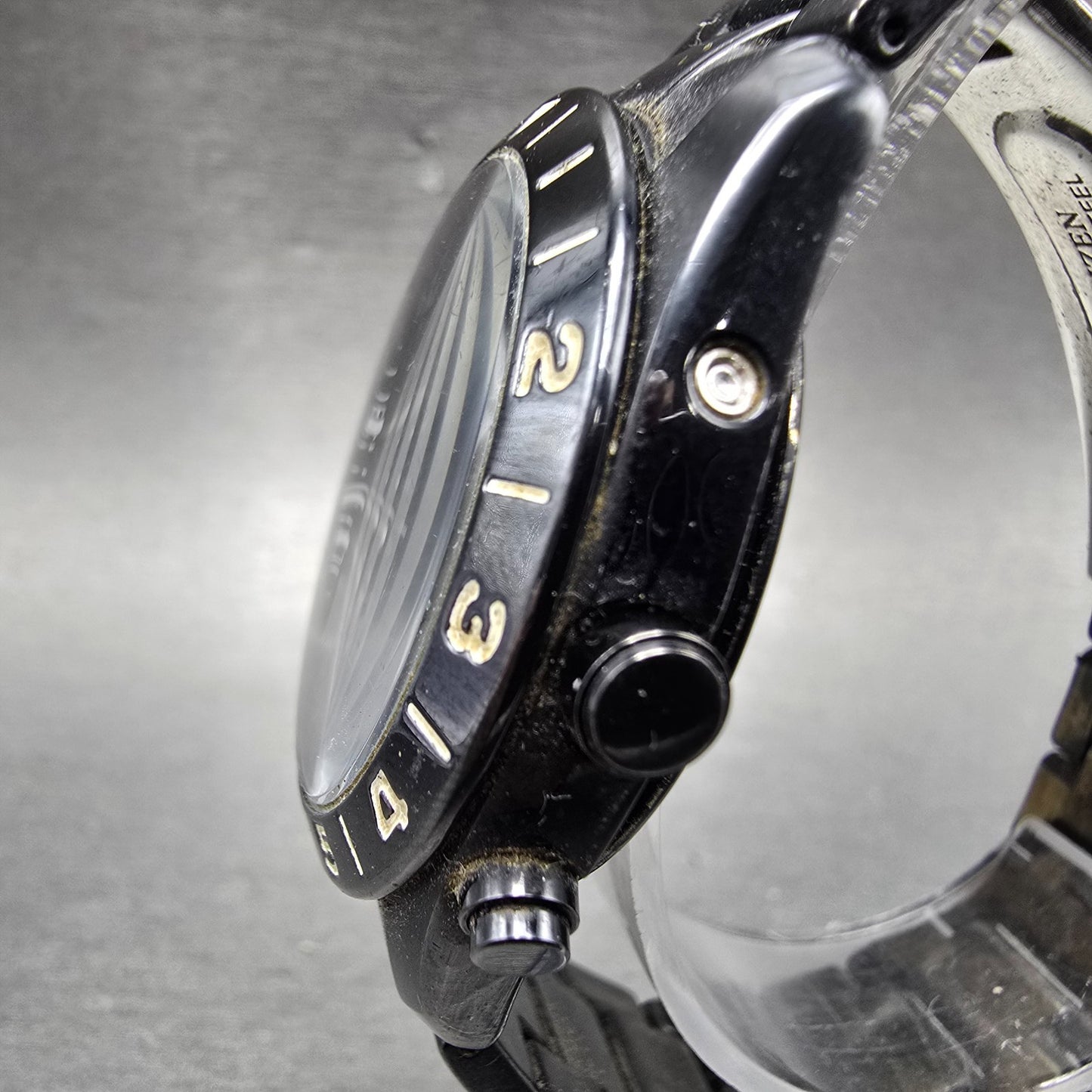 Citizen Eco-Drive Watch Men 38mm Black Dial Black Tone Atomic Date PARTS!!! H4163