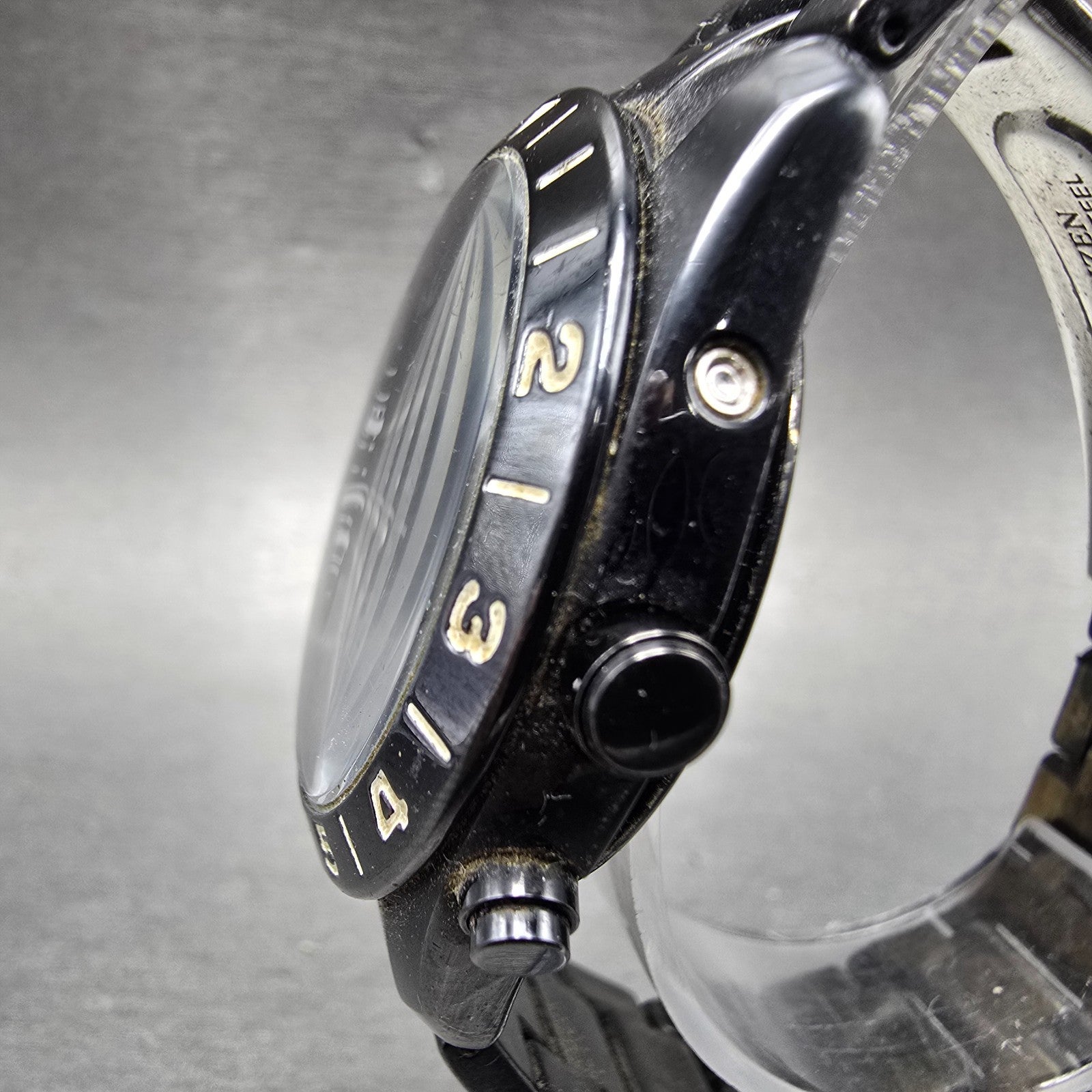 Citizen Eco-Drive Watch Men 38mm Black Dial Black Tone Atomic Date PARTS!!! H4163