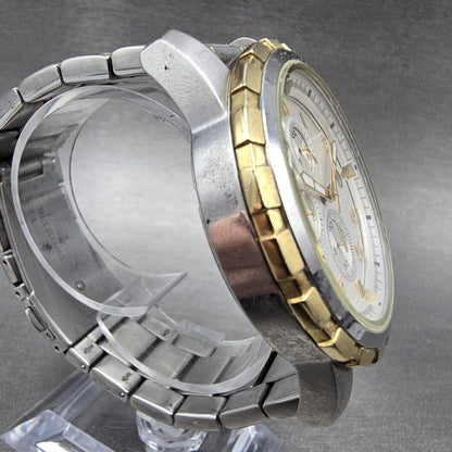 Fossil Dean Chronograph Watch Men 45mm Silver Dial Two Tone Date FS4795 New Bat4