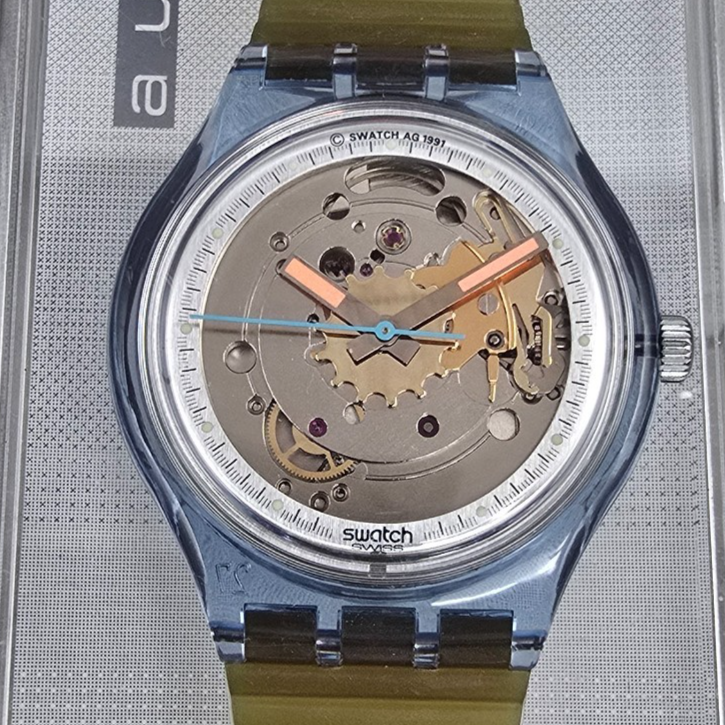 Swatch Automatic Blue Matic Watch Men 36mm Skeleton Dial Blue Case SAN100 NOS1