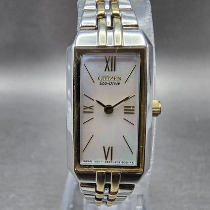 Citizen Eco-Drive Tank Watch Women 15mm MOP Dial Two Tone EG2694-59D Runs JP0