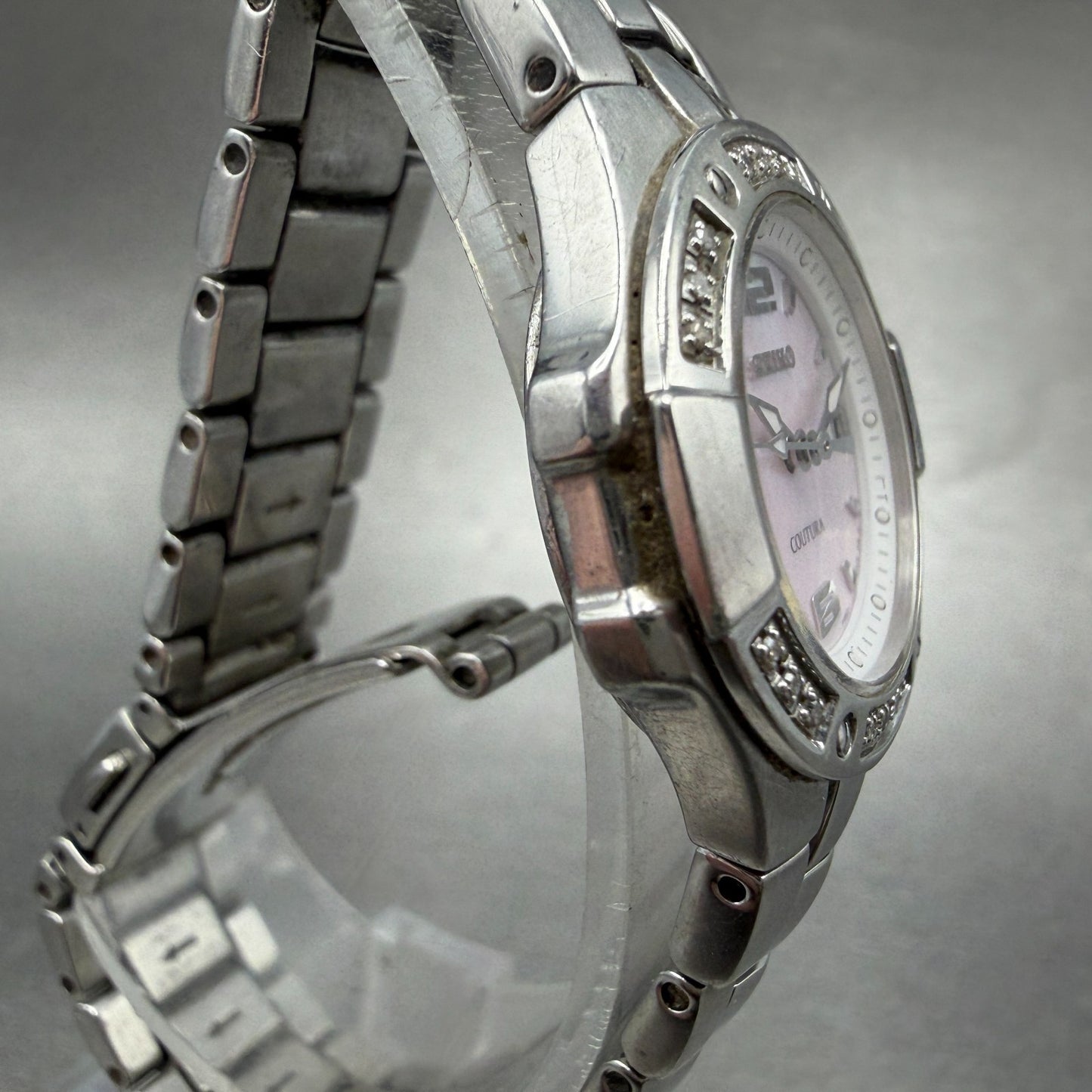 Seiko Coutura Watch Women 27mm MOP Dial Silver Tone Date Round 7n82-0CG0 New Bat3