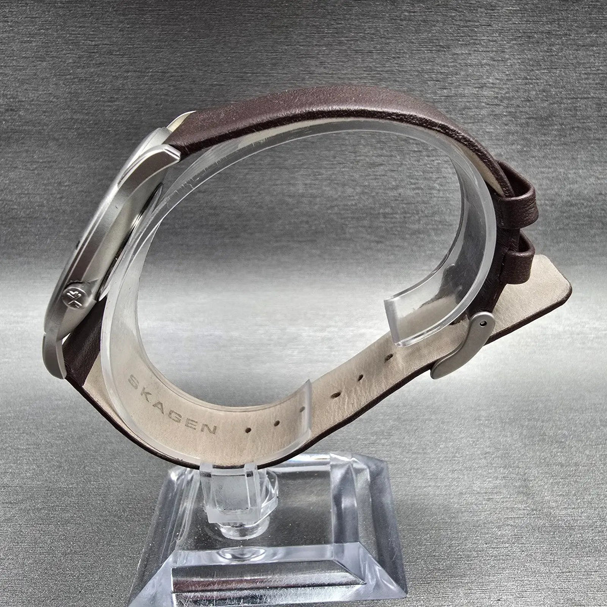 Skagen Watch Men 39mm Silver Dial Silver Leather Round 858XLSLD New Battery6