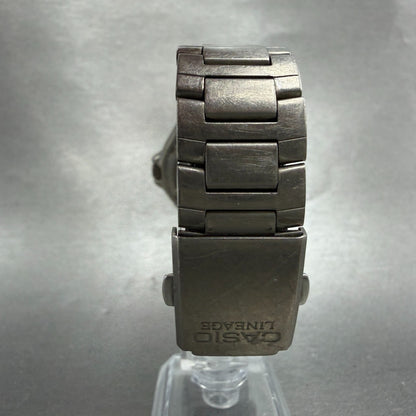 Casio Lineage Titanium Watch Men 38mm Silver Dial Daydate LIN-171J New Battery 47