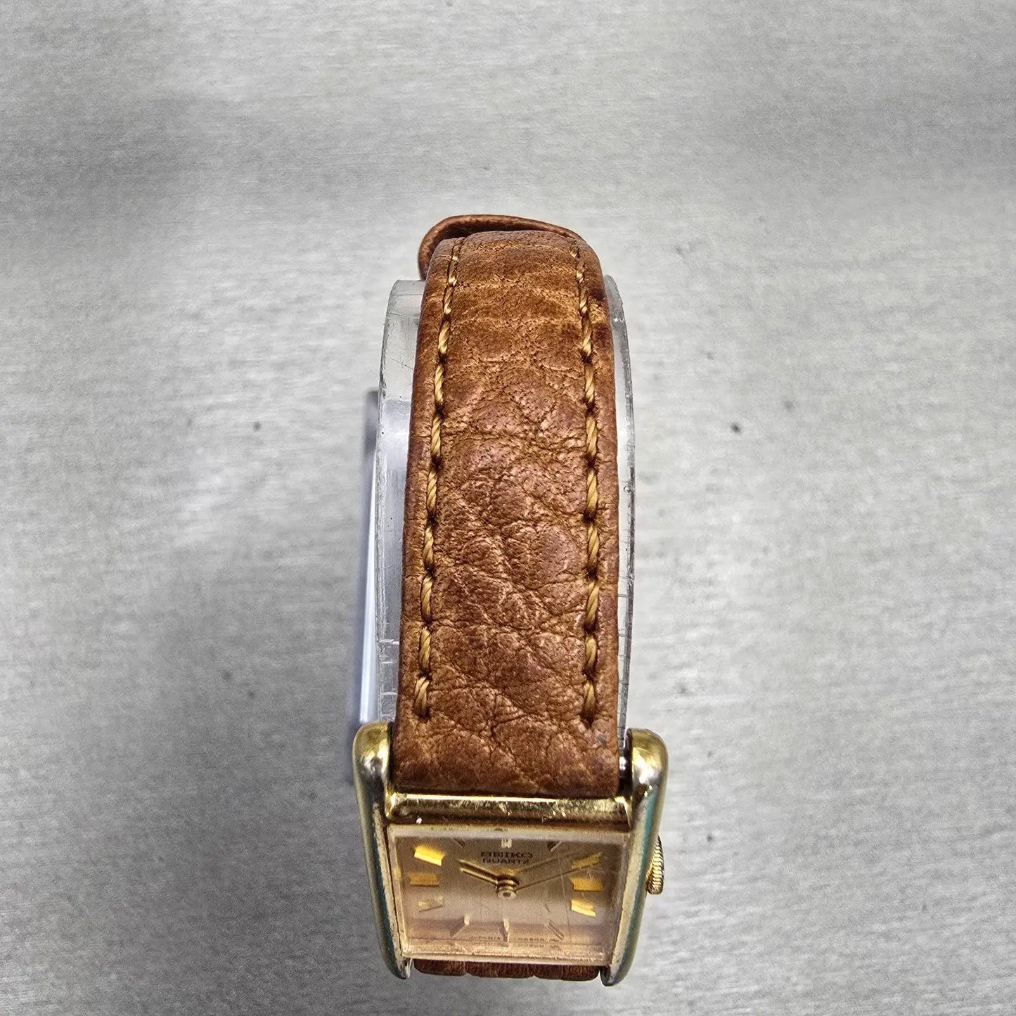 Seiko Watch Women 18mm Gold Dial Gold Tone Rectangle 1400-5039 New Battery VTG4