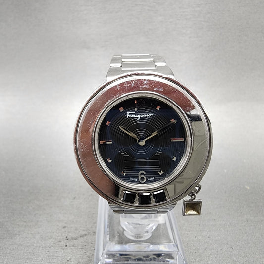 Salvatore Ferragamo Gancino Sparkling Watch Women 37mm Black Dial Steel New Batt0