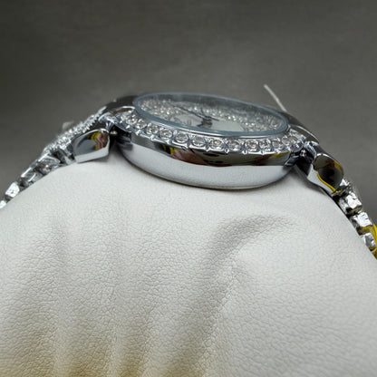 Invicta Wildflower Watch Women 34mm White Dial Silver Tone Crystal Accents 690603
