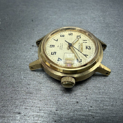 Seiko Automatic Watch Women 24mm Champagne Dial Gold Tone Date 2205-0599 PARTS6