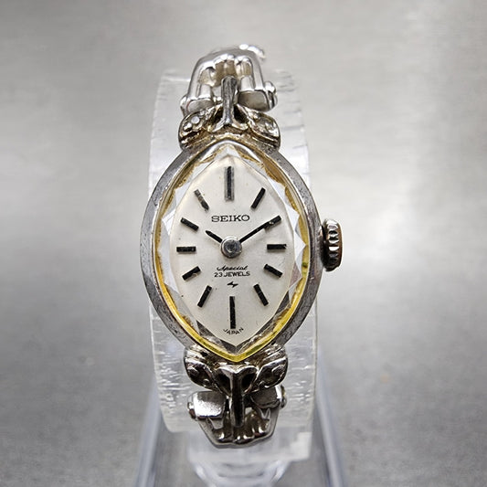 Seiko Special Watch Women 15mm White Dial Silver Tone Manual Wind 11407030 Runs0