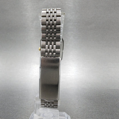 Seiko Tank Watch Women 20mm Silver Dial Two Tone 73215700 New Battery8