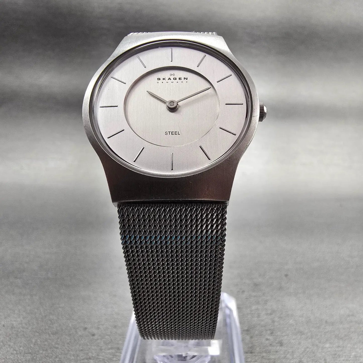 Skagen Watch Women 29mm Silver Dial Silver Tone Round Mesh Band 233SSS New Batt5