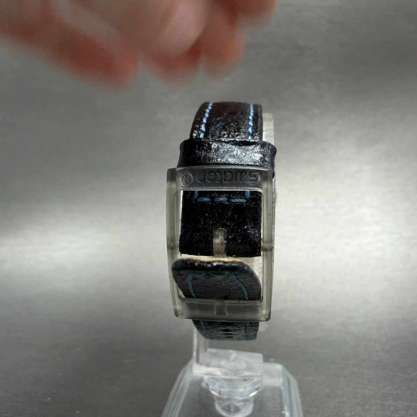 Swatch Razor Watch Women 25mm Silver Dial Clear Case Round New Battery7