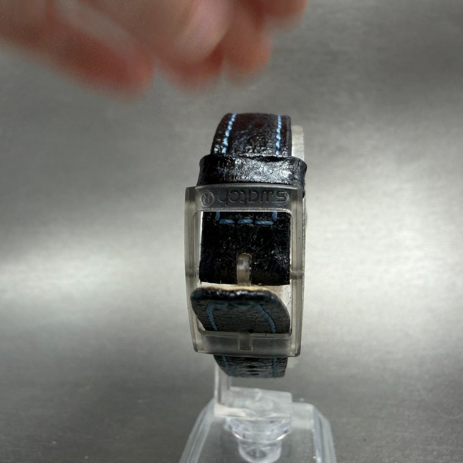 Swatch Razor Watch Women 25mm Silver Dial Clear Case Round New Battery7