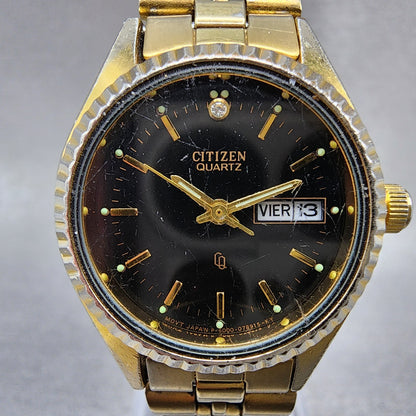 Citizen CQ Watch Women 26mm Black Dial Gold Tone Daydate 6000075684  NewBattery1