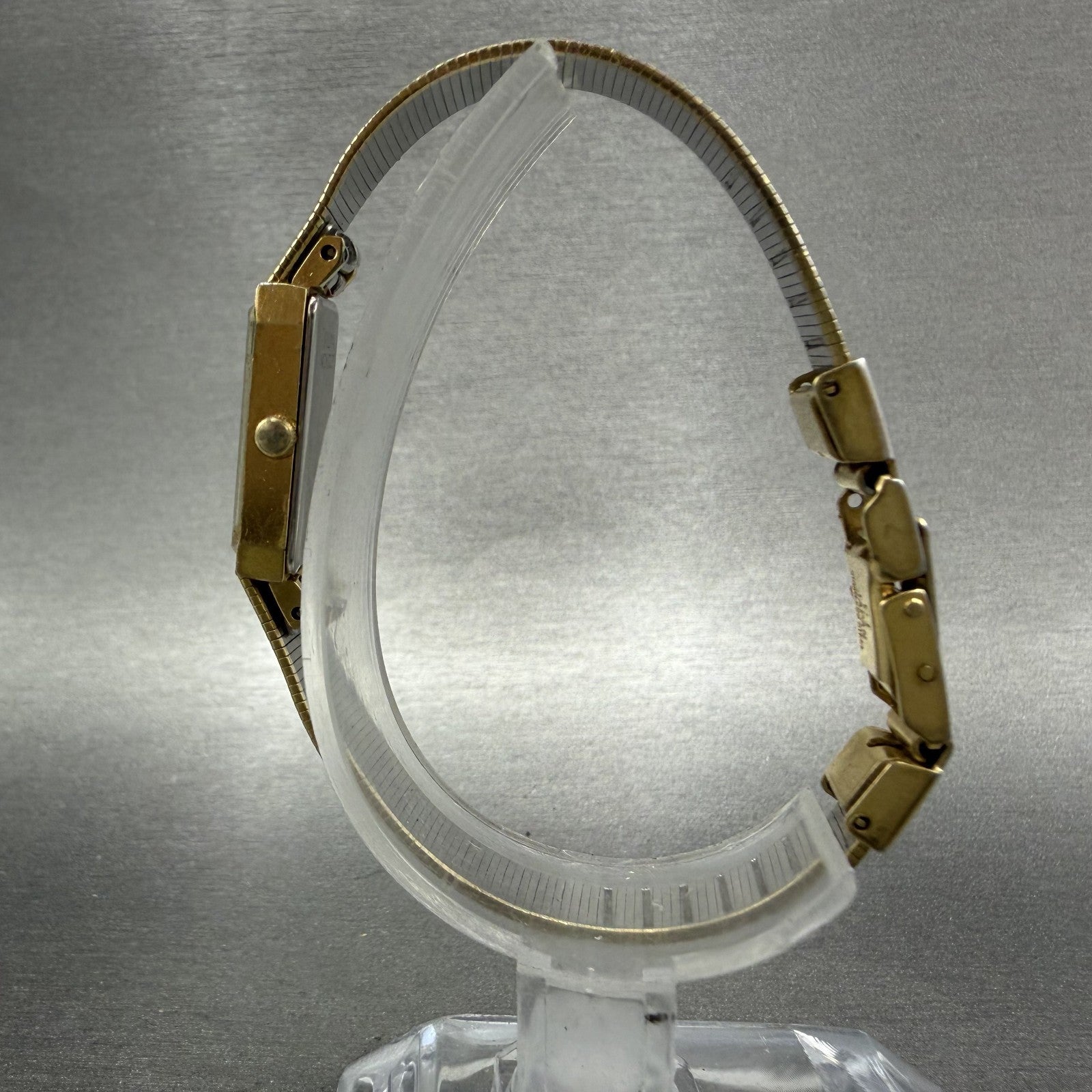 Bulova Tank Watch Women 13mm Champagne Dial Gold Tone Rdctangle 92T75 NewBattery6