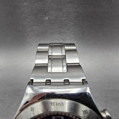 Swatch irony Chrono Silver Thaw Watch Men 40mm Blue Dial Steel Date READ! NewBat4