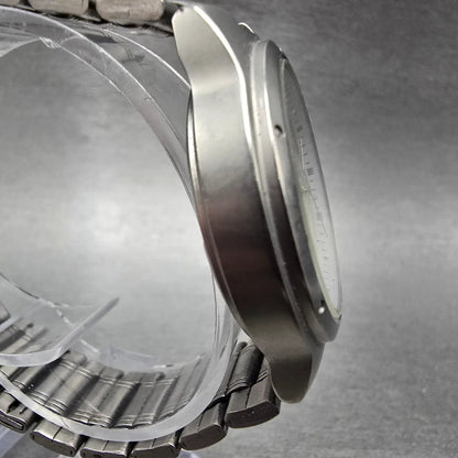 Seiko Solar Watch Men 35mm Cream Dial Titanium Date Round 5K25-0A20 Runs3