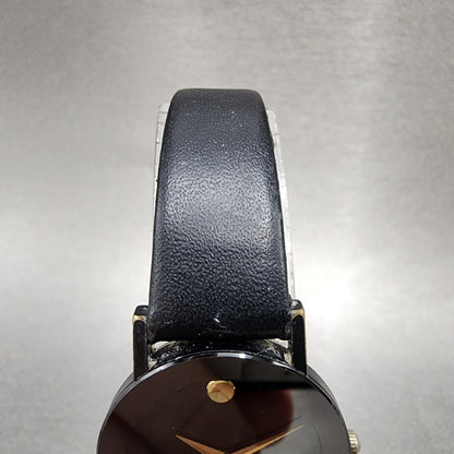 Movado Museum Watch Women 25mm Black Dial Black Tone Round 8725881 New BattA114