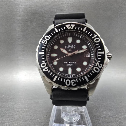 Citizen Eco-Drive Dive Watch Men 40mm Black Dial Steel Date E168-T005446 Runs5