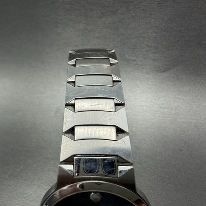 Movado Temo Watch Men 38mm Black Dial Steel Round 0607292 New Battery4