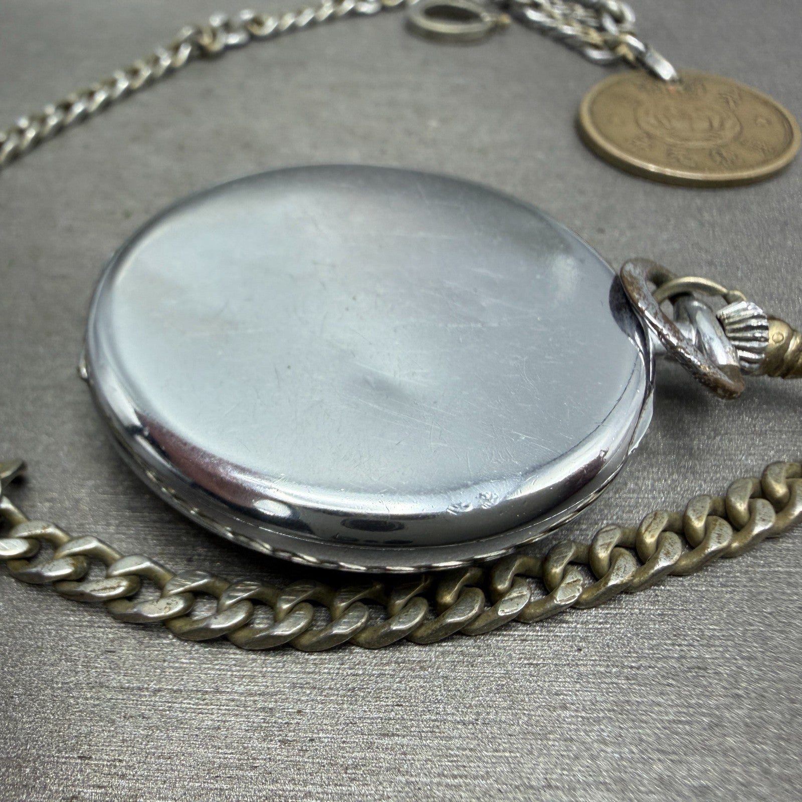 Juvenia Pocket Watch 42mm White Dial Silver TOne PARTS11